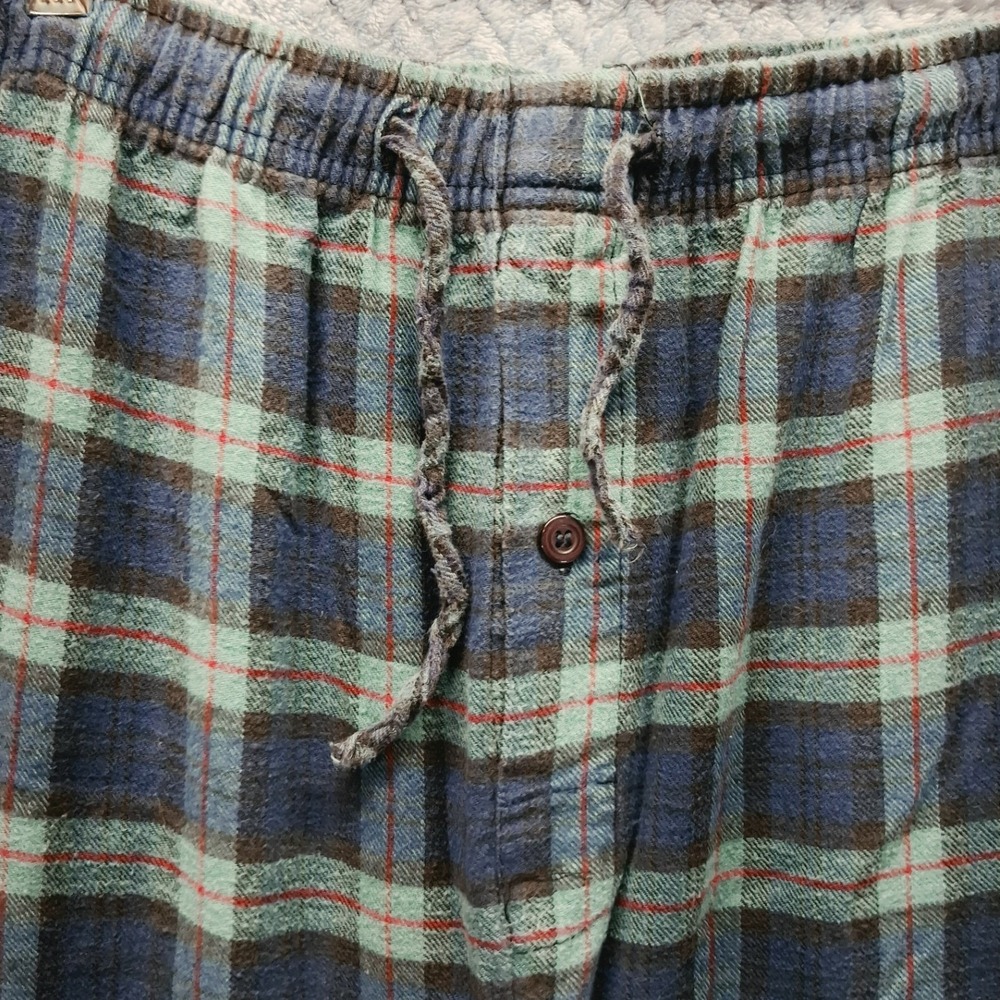 Outdoor Trek Mens 2XL Blue Green Plaid Flannel Pajama Pants Cotton Lounge Sleep